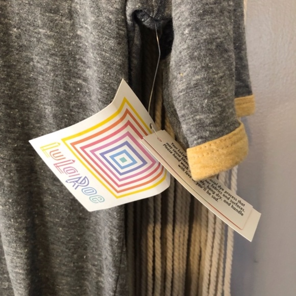 NWT Lularoe heathered grey and yellow dress size L - Picture 6 of 6